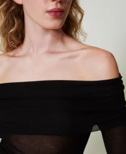 Off-Shoulder Pullover Aus Viskose