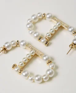 „Oval T“-Ohrringe Mit Perlen