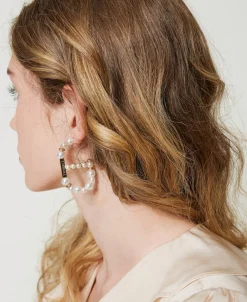 „Oval T“-Ohrringe Mit Perlen