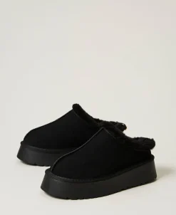 Pantolette Mit Pelzimitat