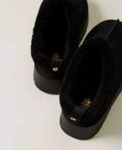 Pantolette Mit Pelzimitat