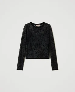 Pullover Aus Jacquard In Spitzenoptik