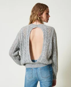 Pullover Aus Mohairmischung Mit Zöpfen Und Cut-out