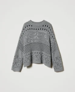 Pullover Aus Wollmischung Mit Pailletten