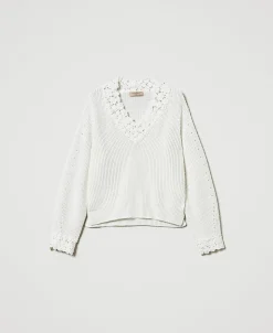 Pullover Aus Wollmischung Mit Stickerei