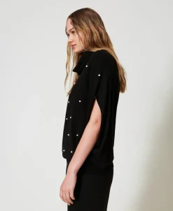 Pullover Aus Wollmischung Mit Aufgestickten Perlen