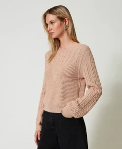 Pullover Aus Wollmischung Mit Zopfmuster