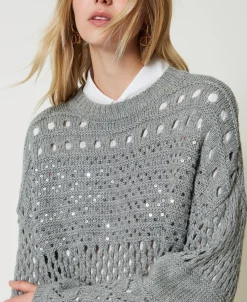 Pullover Aus Wollmischung Mit Pailletten