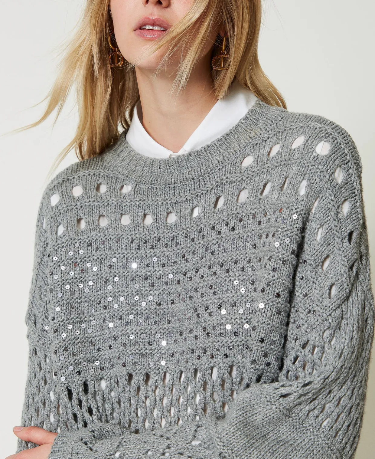 Pullover Aus Wollmischung Mit Pailletten