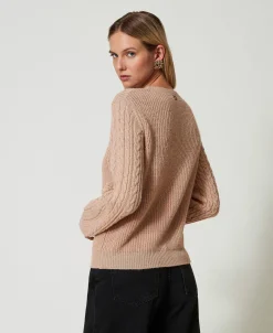 Pullover Aus Wollmischung Mit Zopfmuster