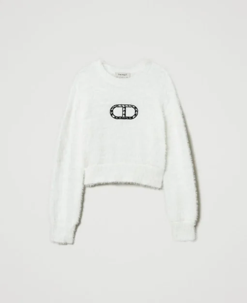 Pullover In Pelzoptik Mit „Oval T“-Logo