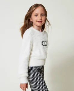 Pullover In Pelzoptik Mit „Oval T“-Logo