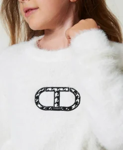 Pullover In Pelzoptik Mit „Oval T“-Logo