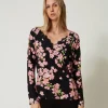 Pullover Mit Blumenprint Und Spitze