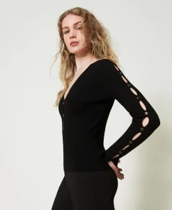Pullover Mit Cut-outs Und Nieten