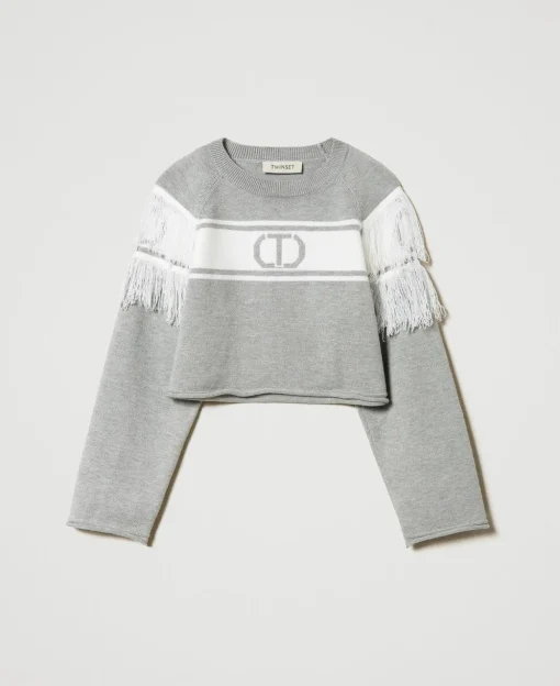 Pullover Mit Oval T Aus Jacquard Und Fransen