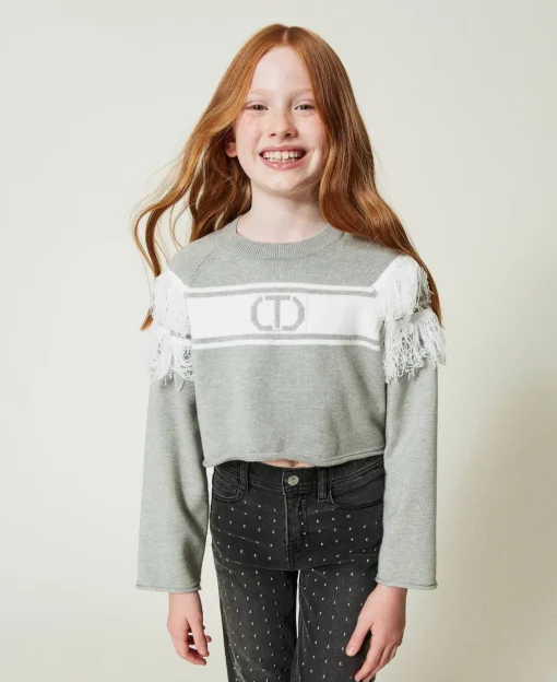 Pullover Mit Oval T Aus Jacquard Und Fransen