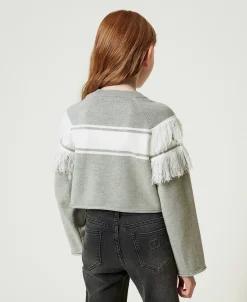 Pullover Mit Oval T Aus Jacquard Und Fransen