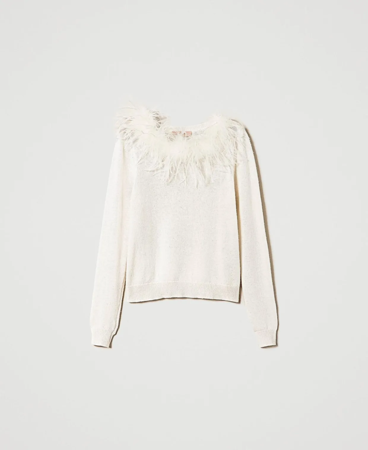 Regular-Fit-Pullover Aus Wollmischung Mit Federn