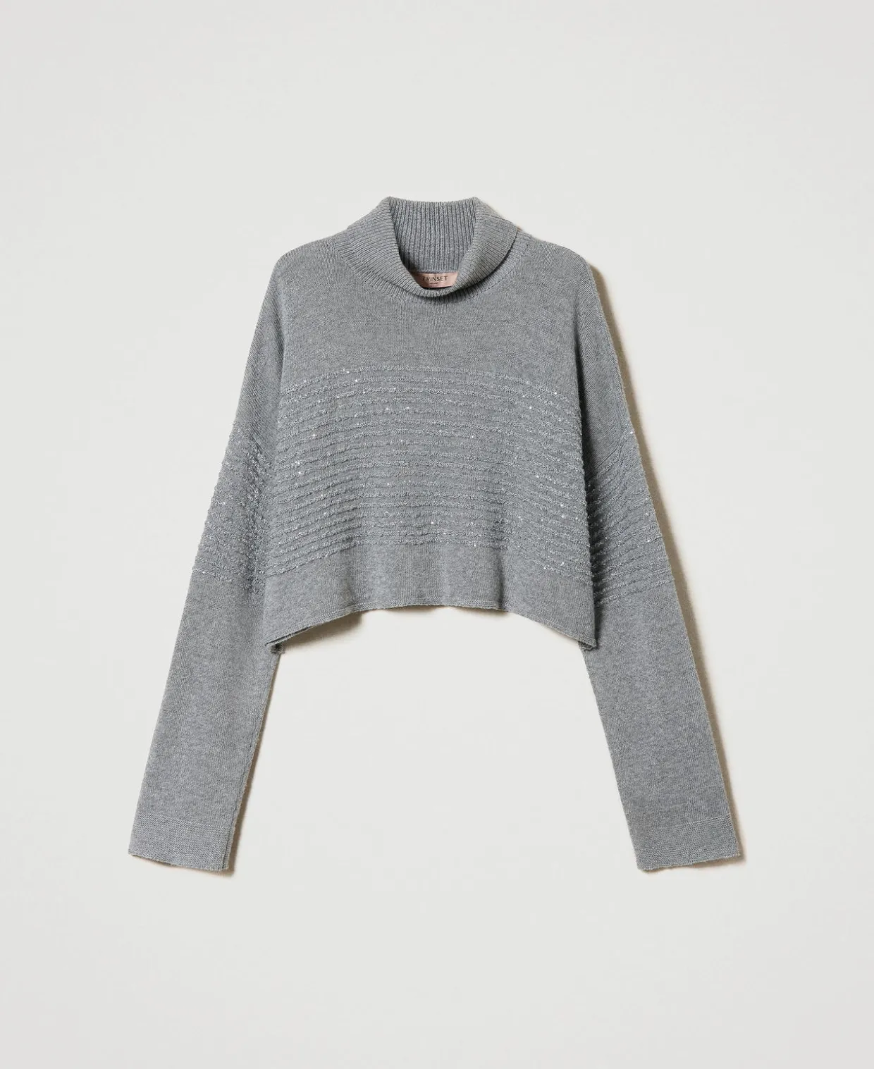 Rollkragenpullover Aus Wollmischung Mit Pailletten
