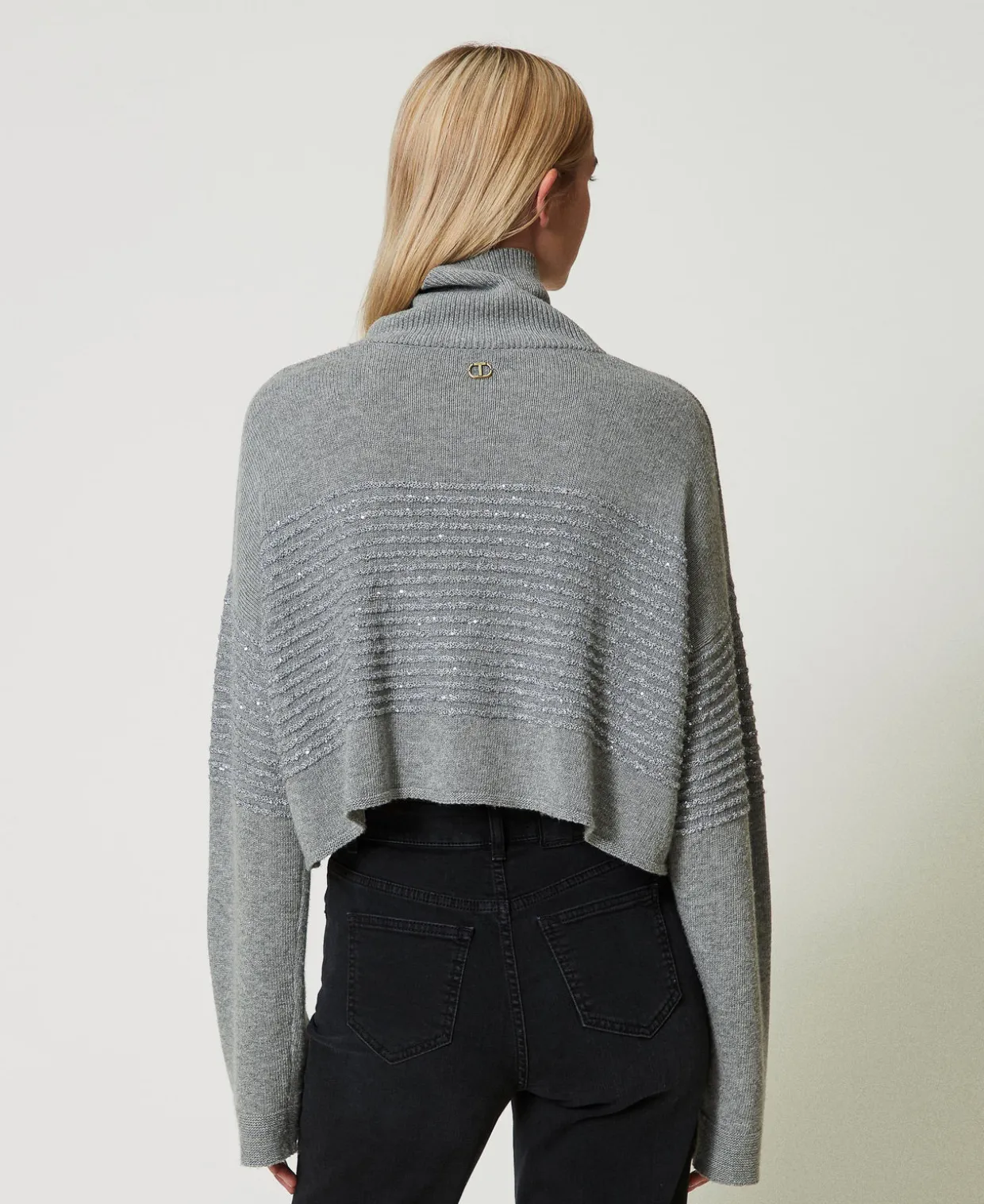 Rollkragenpullover Aus Wollmischung Mit Pailletten