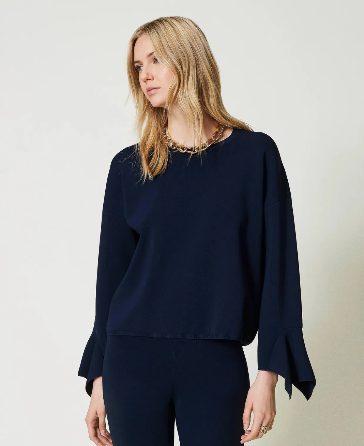 Rundhalspullover Mit Volants