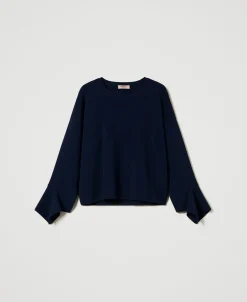 Rundhalspullover Mit Volants