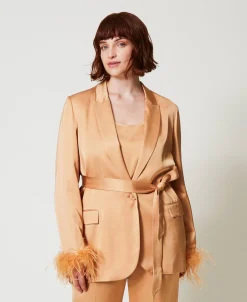 Satinblazer Mit Federn