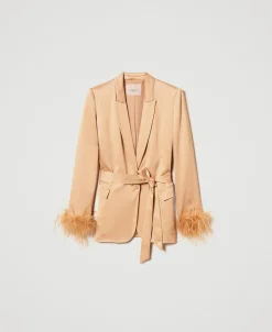 Satinblazer Mit Federn