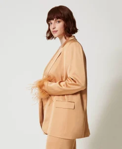 Satinblazer Mit Federn