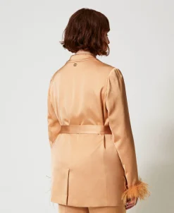 Satinblazer Mit Federn