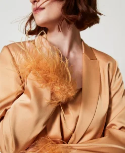 Satinblazer Mit Federn