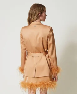 Satinblazer Mit Federn