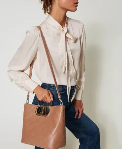 Shopper „Lila“ Mit Steppmotiv Und „Oval T“-Griff