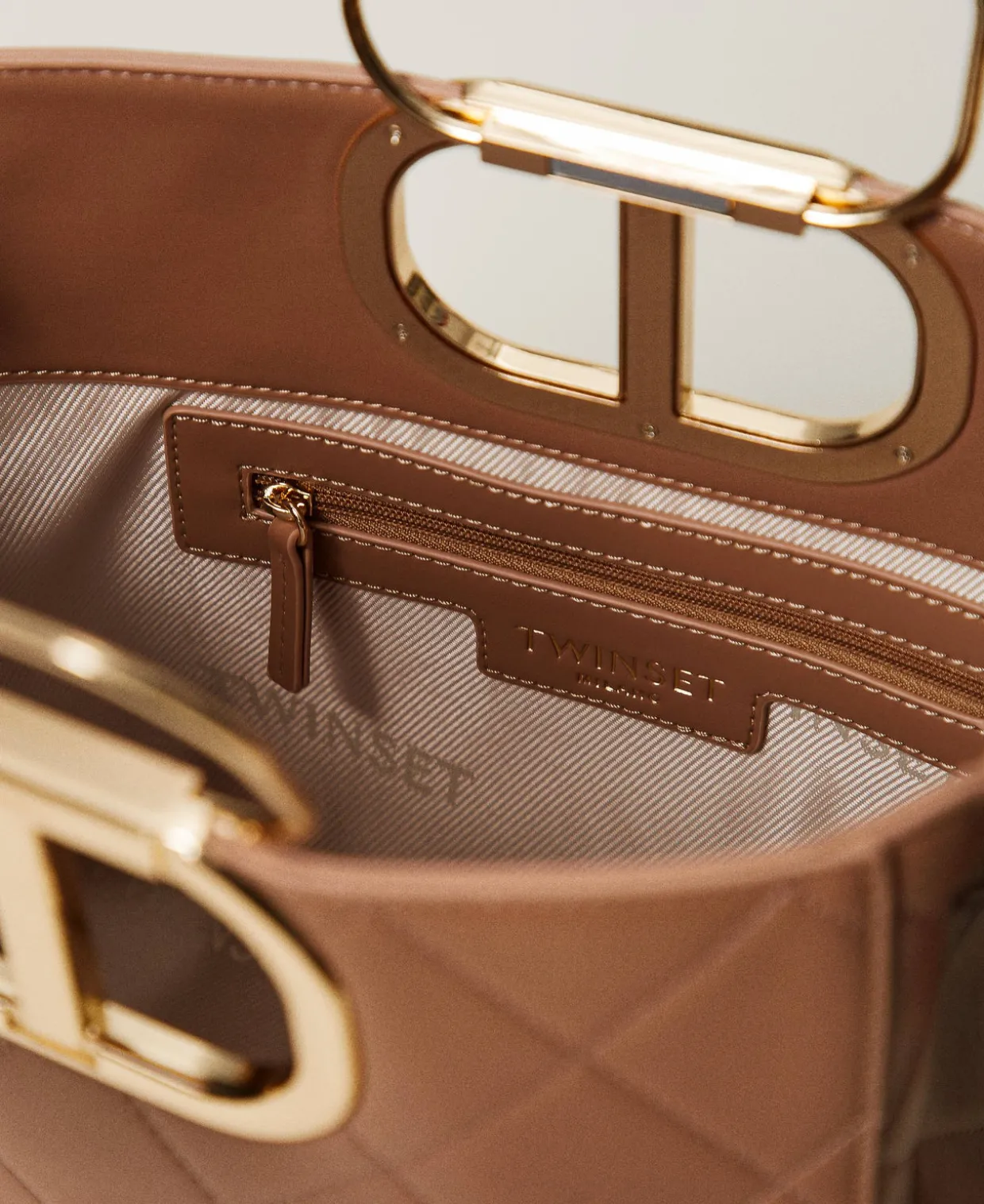 Shopper „Lila“ Mit Steppmotiv Und „Oval T“-Griff