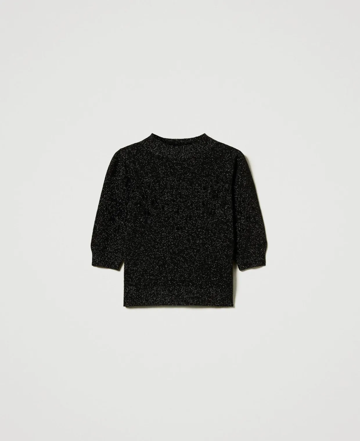 Stehkragenpullover Aus Wolle-Lurex-Mischung