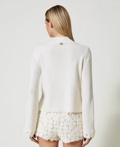 Stehkragenpullover Aus Wollmischung Mit Stickerei