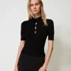 Stehkragenpullover Mit Cut-outs Und Nieten