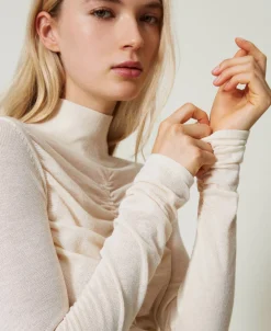 Stehkragenpullover Mit Raffungen