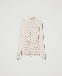 Stehkragenpullover Mit Raffungen