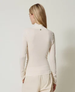 Stehkragenpullover Mit Raffungen