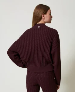 Stehkragenpullover Mit Zopfmuster Und Strass