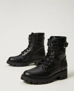 Stiefelette Aus Leder Mit Riemen