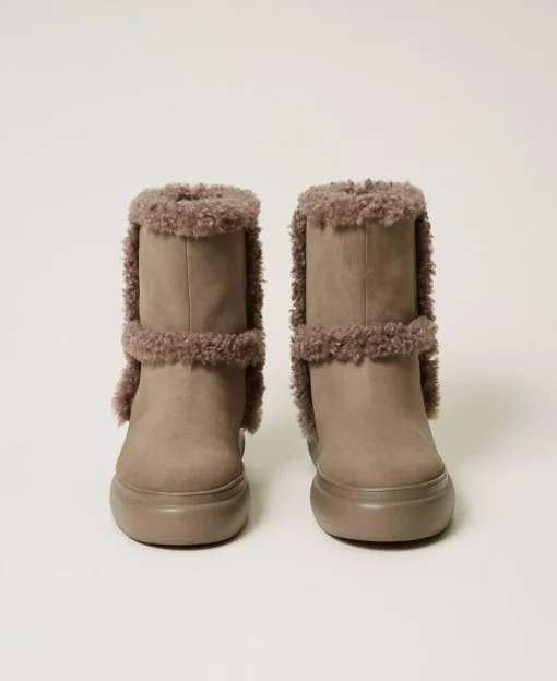 Stiefelette Mit Details Aus Pelzimitat