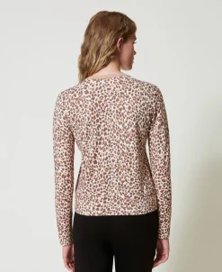 Strickcardigan Mit Print Und Spitze