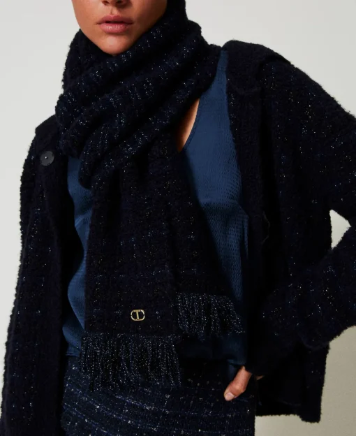 Strickschal Mit Lurex Und Fransen