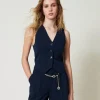 Taillierte Weste Mit Lurex-Nadelstreifen