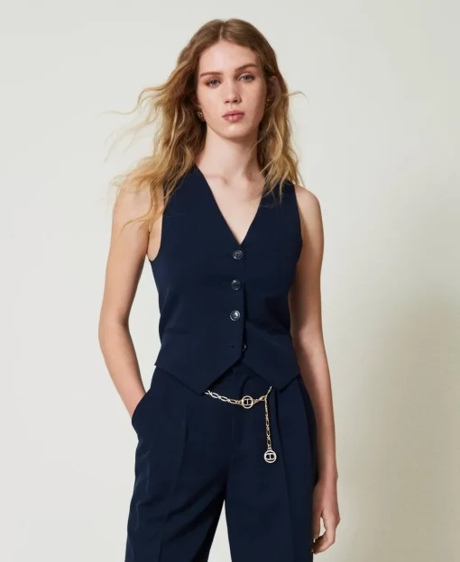 Taillierte Weste Mit Lurex-Nadelstreifen
