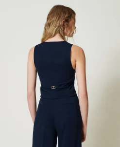 Taillierte Weste Mit Lurex-Nadelstreifen
