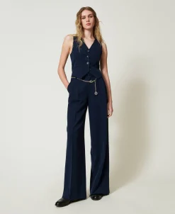 Taillierte Weste Mit Lurex-Nadelstreifen